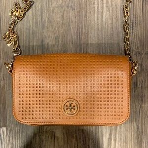 TORY BURCH BROWN/GOLD CROSSBODY